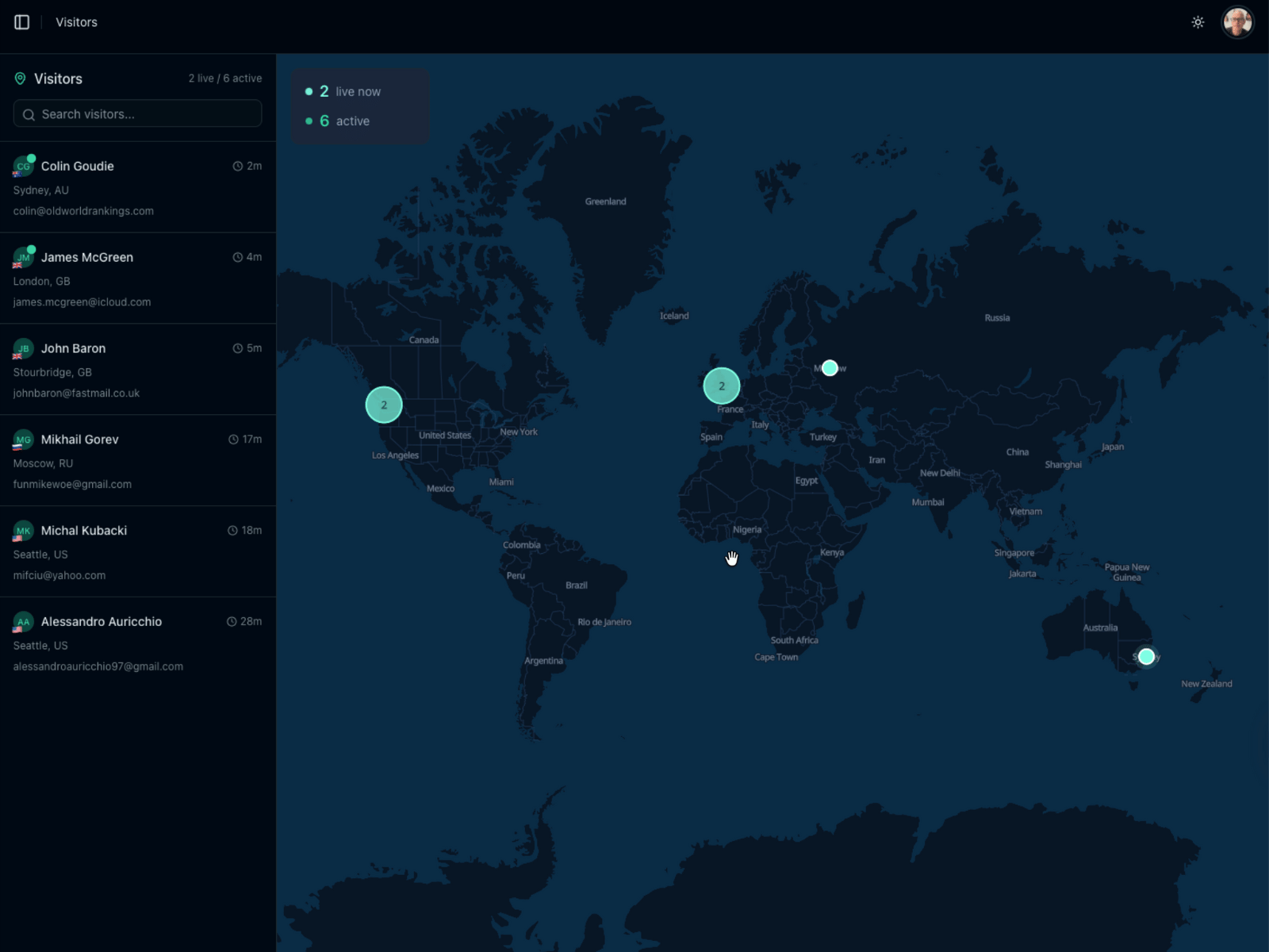Banshee.chat live visitor map